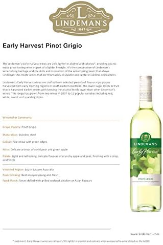 Lindeman's Early Harvest Lower Alcohol Pinot Grigio White Wine 750ml (Case of 6)