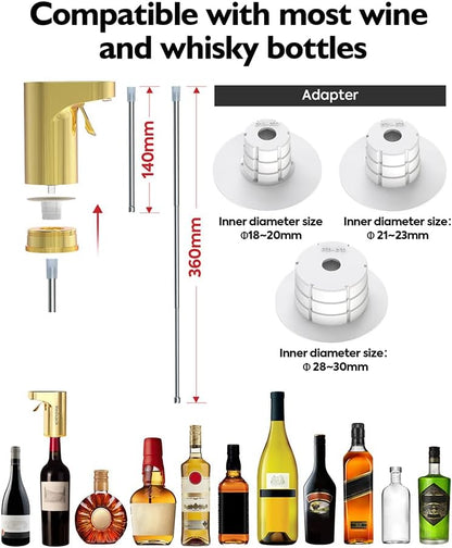 Electric Wine Decanter Pump - Rechargeable Smart Dispenser Adjustable 1-999ml, Precise Pouring for Wine、Whisky、Liquor、Drink、Automatic Aerator Measuring Display for Home Bar or Gift(Black)