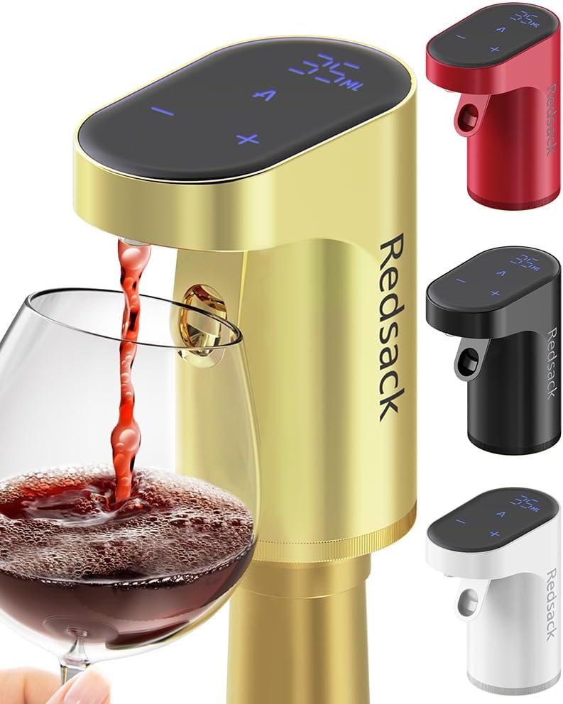 Electric Wine Decanter Pump - Rechargeable Smart Dispenser Adjustable 1-999ml, Precise Pouring for Wine、Whisky、Liquor、Drink、Automatic Aerator Measuring Display for Home Bar or Gift(Black)