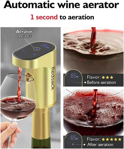 Electric Wine Decanter Pump - Rechargeable Smart Dispenser Adjustable 1-999ml, Precise Pouring for Wine、Whisky、Liquor、Drink、Automatic Aerator Measuring Display for Home Bar or Gift(Black)