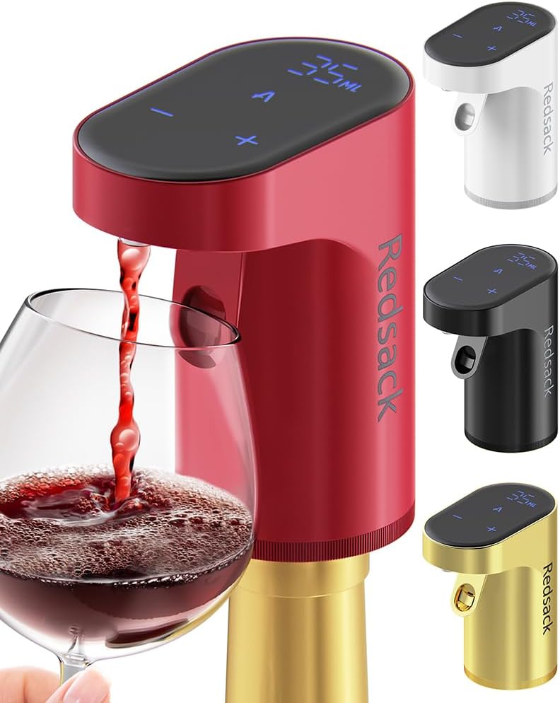 Electric Wine Decanter Pump - Rechargeable Smart Dispenser Adjustable 1-999ml, Precise Pouring for Wine、Whisky、Liquor、Drink、Automatic Aerator Measuring Display for Home Bar or Gift(Black)
