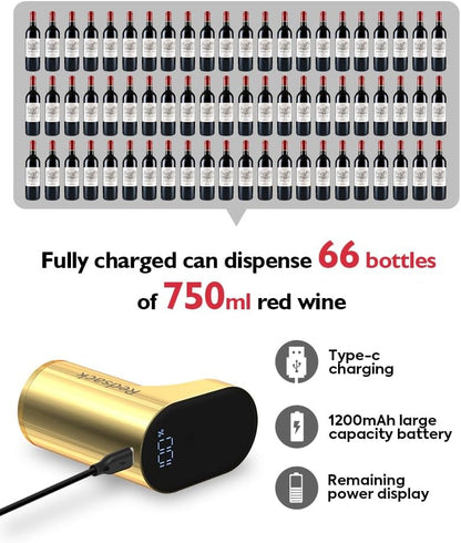 Electric Wine Decanter Pump - Rechargeable Smart Dispenser Adjustable 1-999ml, Precise Pouring for Wine、Whisky、Liquor、Drink、Automatic Aerator Measuring Display for Home Bar or Gift(Black)