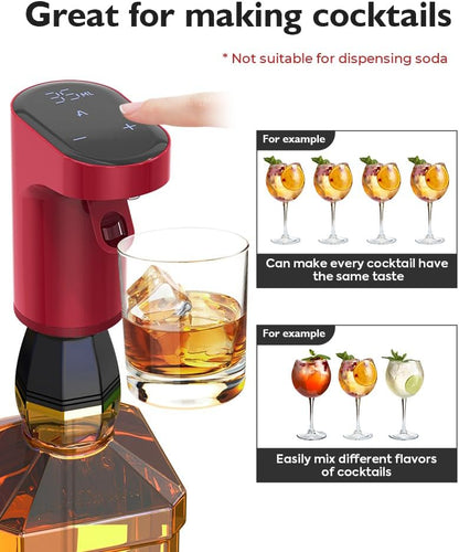 Electric Wine Decanter Pump - Rechargeable Smart Dispenser Adjustable 1-999ml, Precise Pouring for Wine、Whisky、Liquor、Drink、Automatic Aerator Measuring Display for Home Bar or Gift(Black)