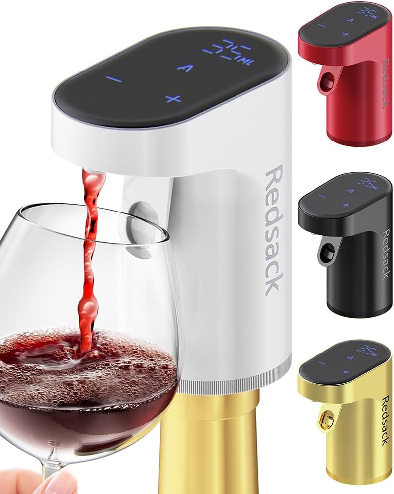 Electric Wine Decanter Pump - Rechargeable Smart Dispenser Adjustable 1-999ml, Precise Pouring for Wine、Whisky、Liquor、Drink、Automatic Aerator Measuring Display for Home Bar or Gift(Black)