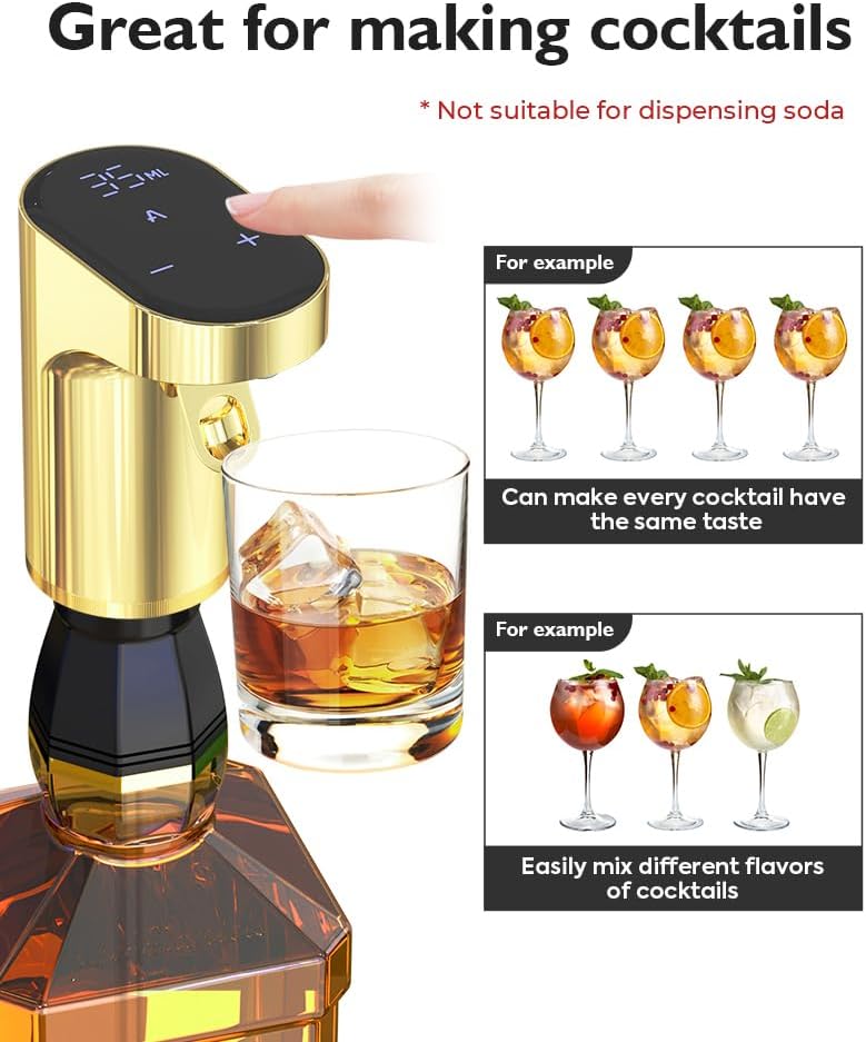 Electric Wine Decanter Pump - Rechargeable Smart Dispenser Adjustable 1-999ml, Precise Pouring for Wine、Whisky、Liquor、Drink、Automatic Aerator Measuring Display for Home Bar or Gift(Black)