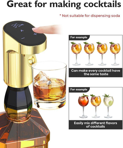 Electric Wine Decanter Pump - Rechargeable Smart Dispenser Adjustable 1-999ml, Precise Pouring for Wine、Whisky、Liquor、Drink、Automatic Aerator Measuring Display for Home Bar or Gift(Black)