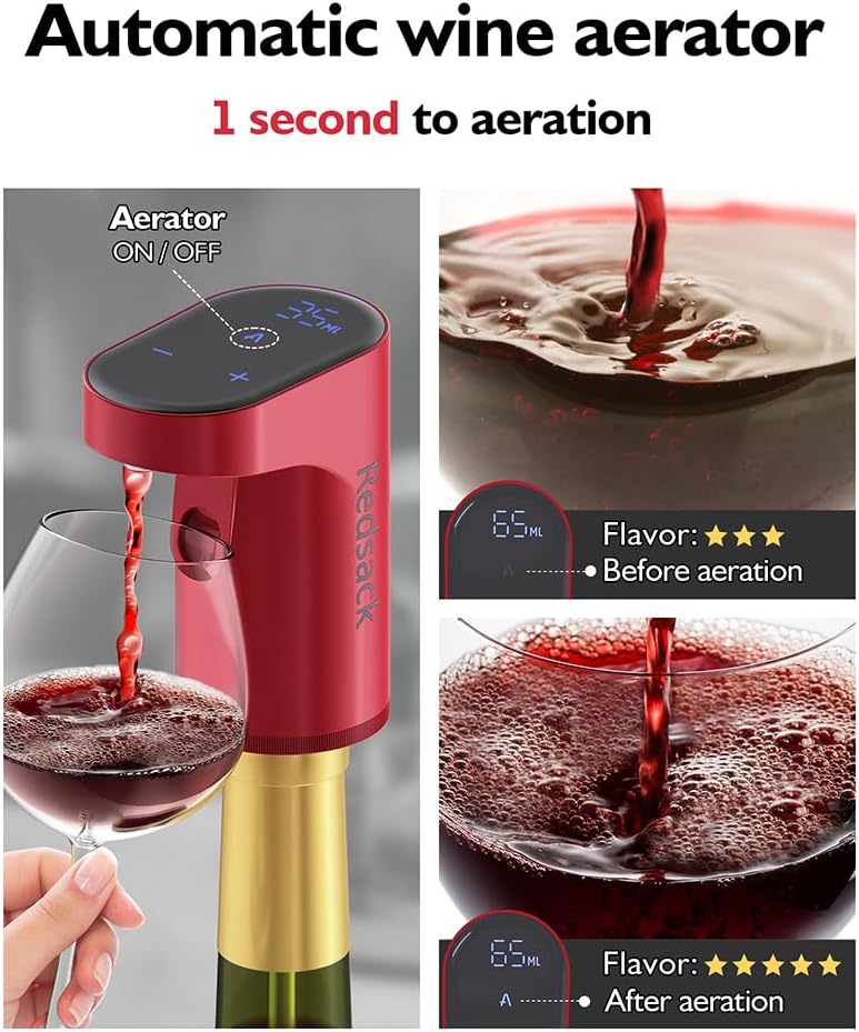 Electric Wine Decanter Pump - Rechargeable Smart Dispenser Adjustable 1-999ml, Precise Pouring for Wine、Whisky、Liquor、Drink、Automatic Aerator Measuring Display for Home Bar or Gift(Black)