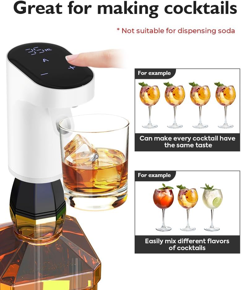 Electric Wine Decanter Pump - Rechargeable Smart Dispenser Adjustable 1-999ml, Precise Pouring for Wine、Whisky、Liquor、Drink、Automatic Aerator Measuring Display for Home Bar or Gift(Black)