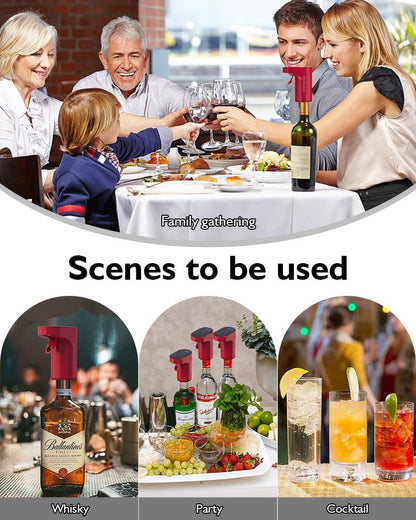 Electric Wine Decanter Pump - Rechargeable Smart Dispenser Adjustable 1-999ml, Precise Pouring for Wine、Whisky、Liquor、Drink、Automatic Aerator Measuring Display for Home Bar or Gift(Black)