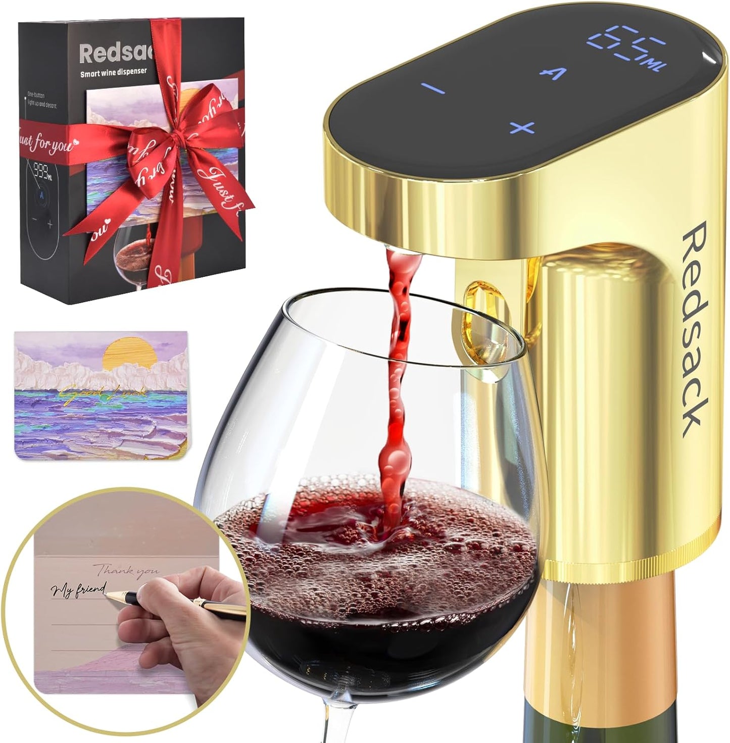 Electric Wine Decanter Pump - Rechargeable Smart Dispenser Adjustable 1-999ml, Precise Pouring for Wine、Whisky、Liquor、Drink、Automatic Aerator Measuring Display for Home Bar or Gift(Black)
