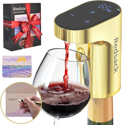 Electric Wine Decanter Pump - Rechargeable Smart Dispenser Adjustable 1-999ml, Precise Pouring for Wine、Whisky、Liquor、Drink、Automatic Aerator Measuring Display for Home Bar or Gift(Black)