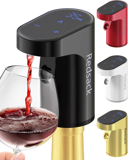 Electric Wine Decanter Pump - Rechargeable Smart Dispenser Adjustable 1-999ml, Precise Pouring for Wine、Whisky、Liquor、Drink、Automatic Aerator Measuring Display for Home Bar or Gift(Black)