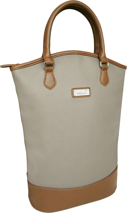 Sachi Two Bottle Wine Tote - Taupe